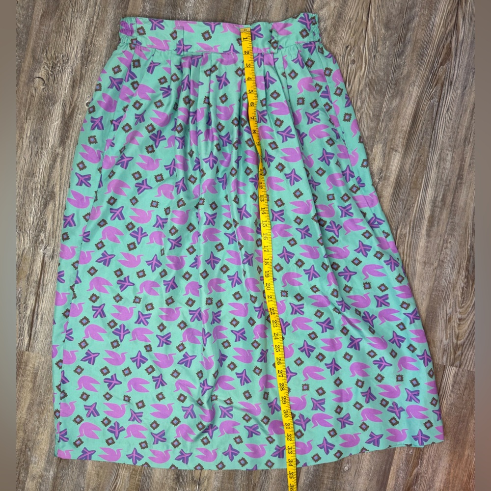 Segrets by Segrid Olson Turquoise Dove Vintage Silk Skirt Size 10 - Picture 4 of 5